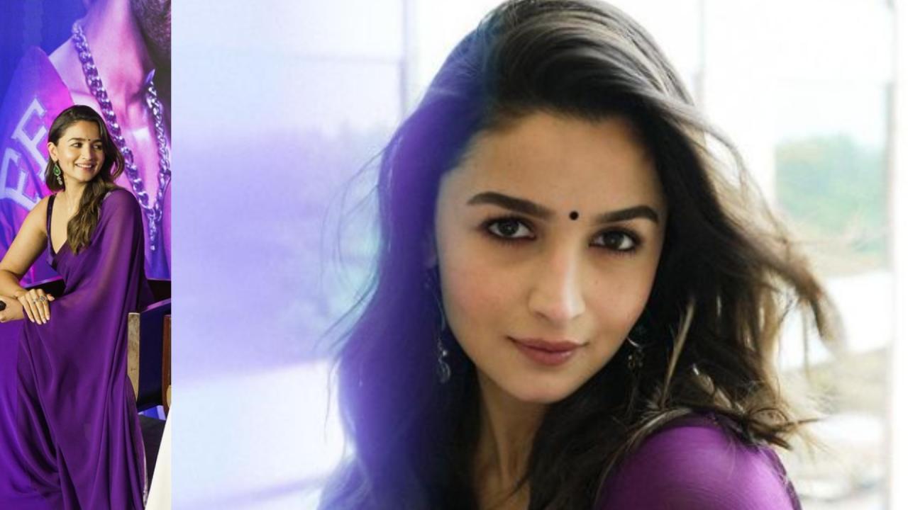 Alia Bhatt Looking Hot in Purple Saree 