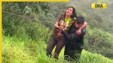 Watch: Woman falls into 100-ft gorge at Maharashtra’s waterfall while clicking selfie, video of her rescue goes viral