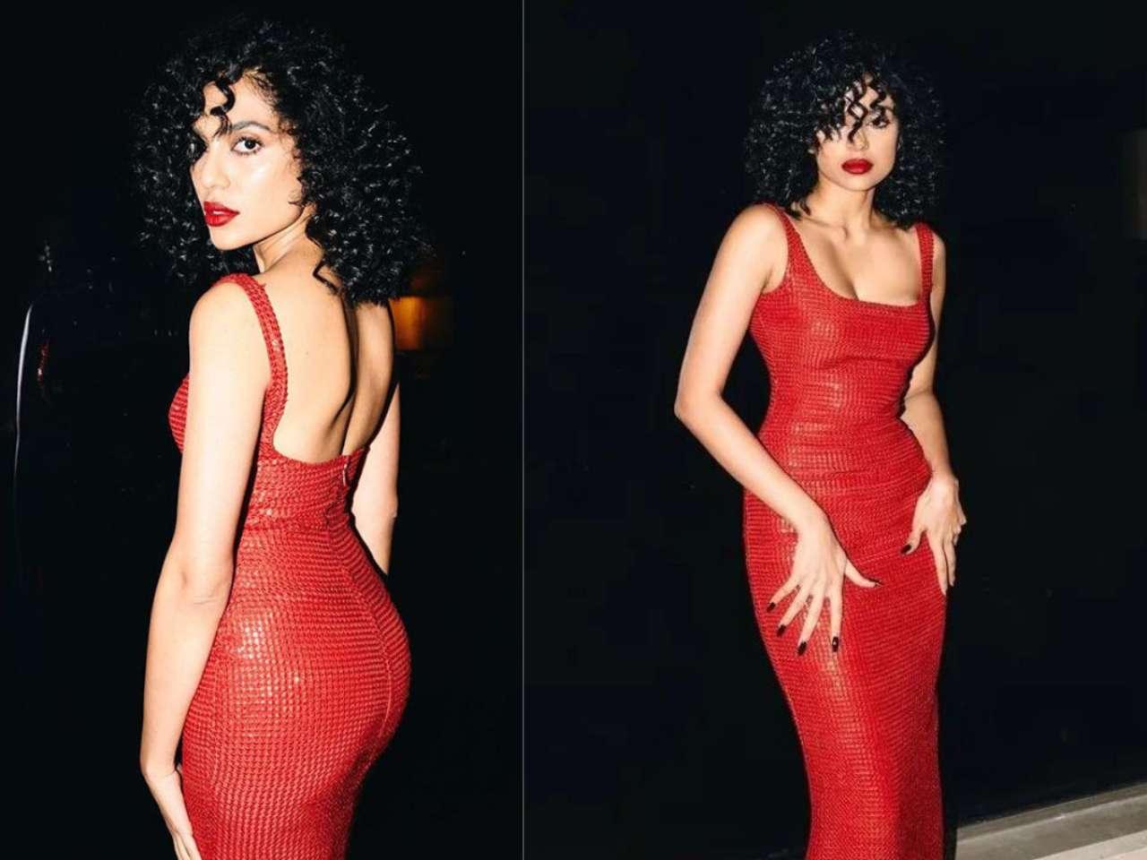 Sobhita Dhulipala in red bodycon gown