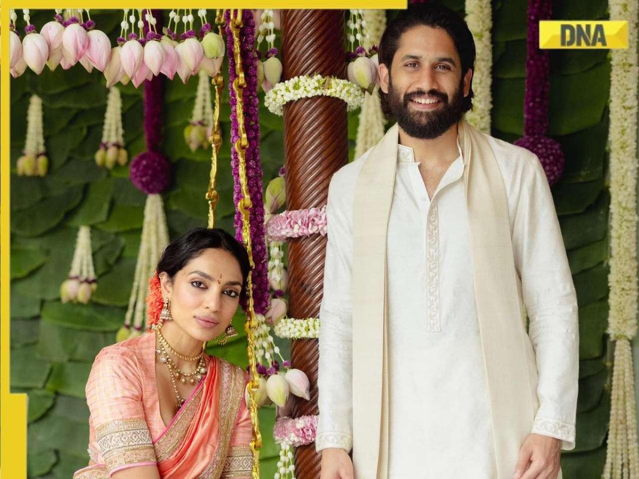 Sobhita Dhulipala receives blessings, Naga Chaitanya dazzles in pattu pancha; unseen pics from their engagement go viral