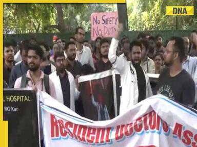 Kolkata doctor rape-murder case: Northern Railway doctors protest outside Nirman Bhawan in Delhi