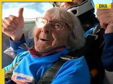 Viral video: 102-year-old woman celebrates her birthday by skydiving, watch 