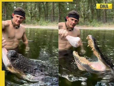 Video of man feeding massive alligator with bare hands leaves internet terrified, watch