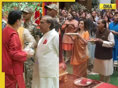 Mukesh Ambani shares light-hearted moment with Kumar Mangalam Birla at Ganesh Chaturthi celebration, watch viral video