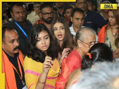 Watch: Aishwarya Rai gets mobbed as she seeks blessing of Lord Ganesha with mother, daughter, yells at Aaradhya for...