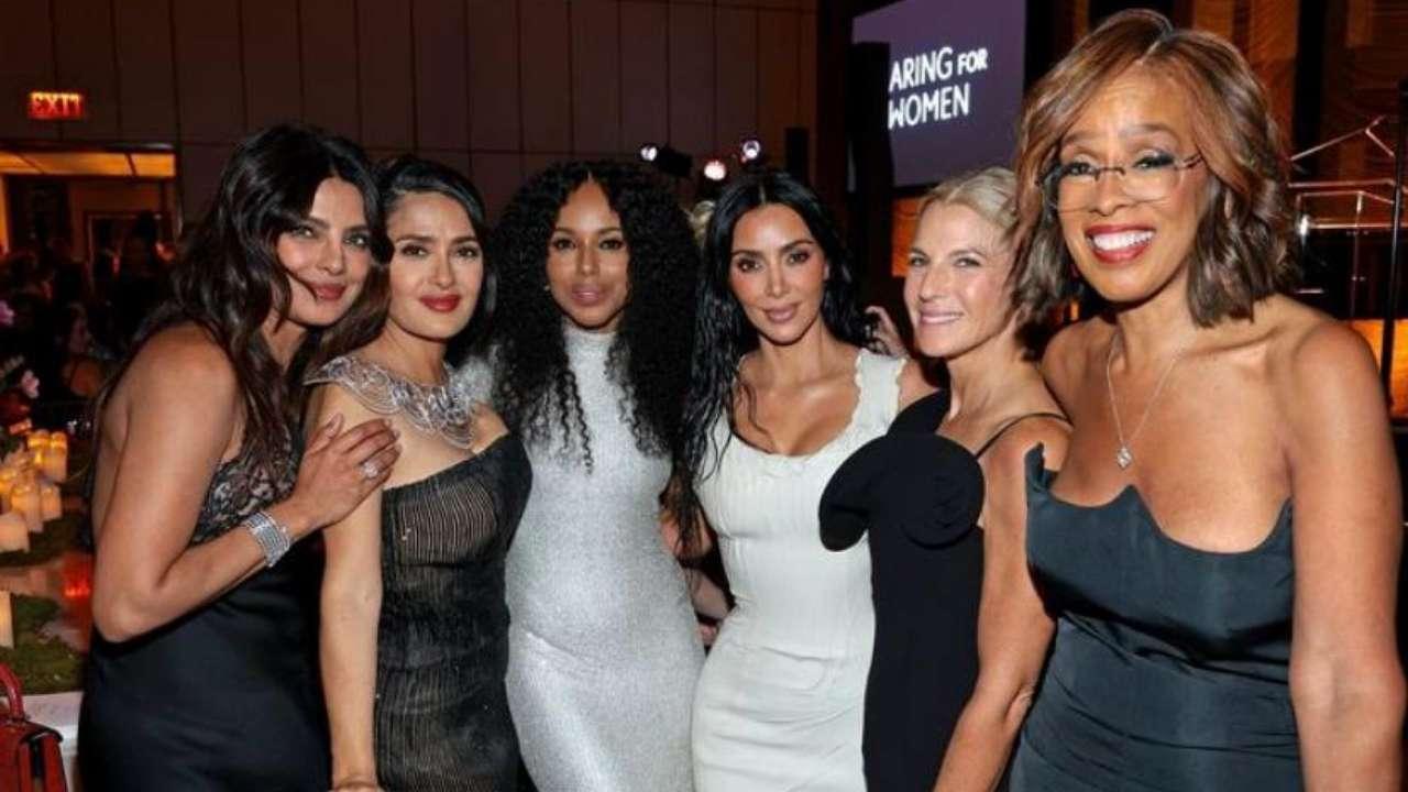 Priyanka Chopra with Salma Hayek, Kim Kardashian