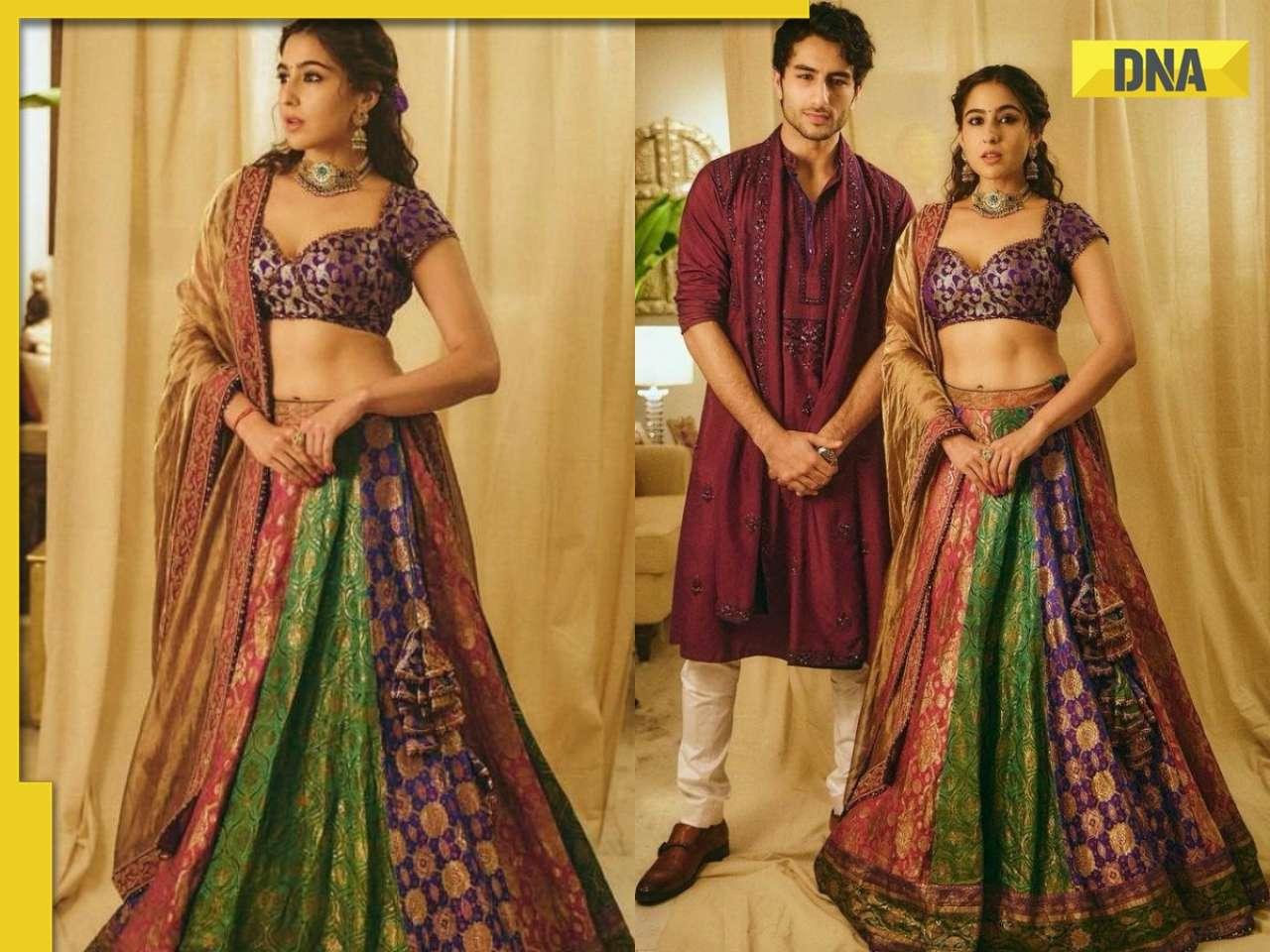 Sara Ali Khan shines in lehenga made with 60-year-old brocade sarees at Ambani's Ganesh Chaturthi celebrations