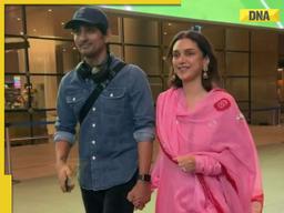 Watch: Aditi Rao Hydari, Siddharth make first appearance after wedding, respond to paps when asked about 'mithai'