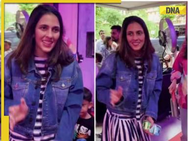 Shloka Mehta stuns in striped dress paired denim jacket for playdate with kids