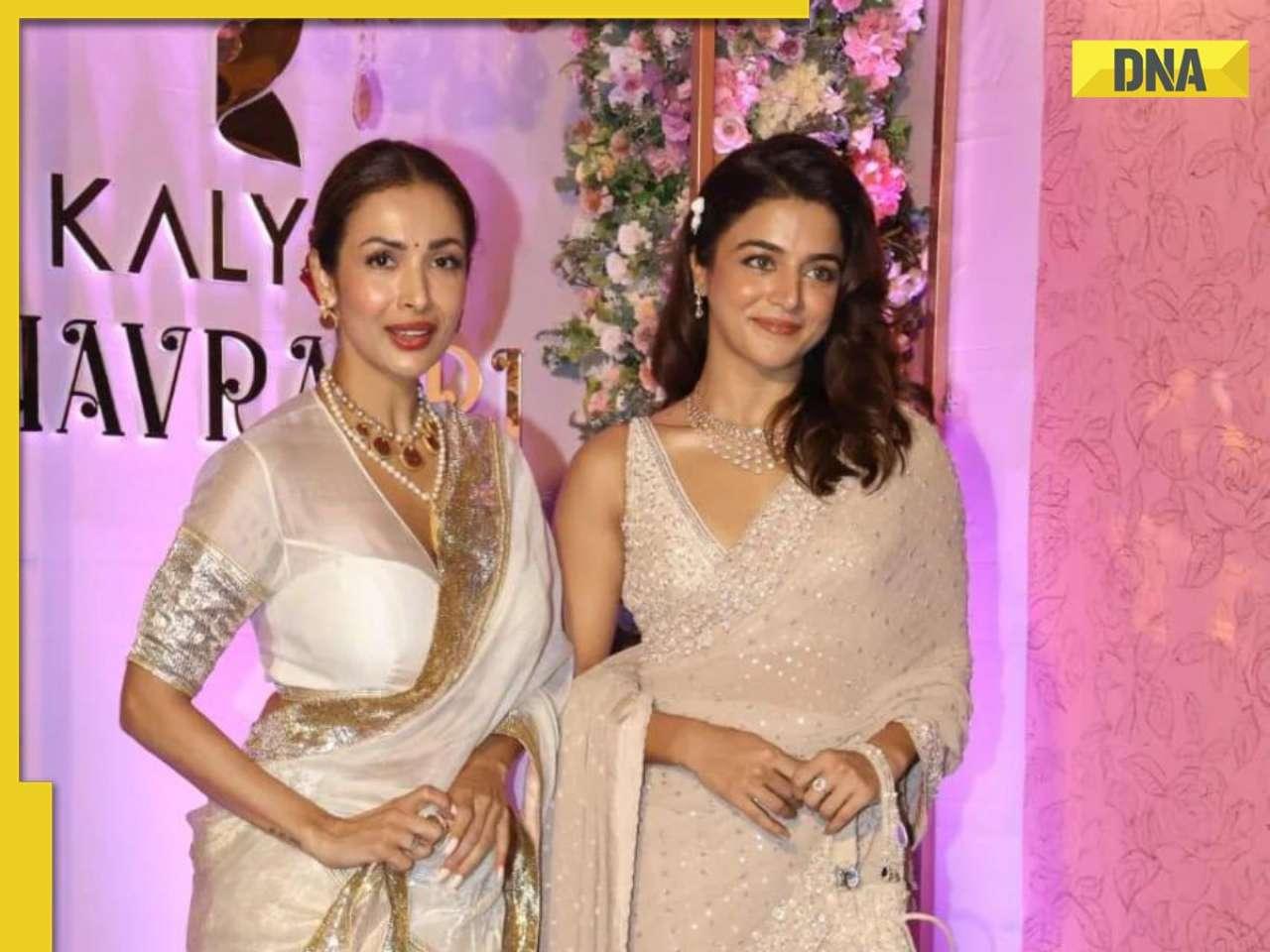 Malaika Arora, Wamiqa Gabbi stun in glamorous gold sarees for Navratri celebration