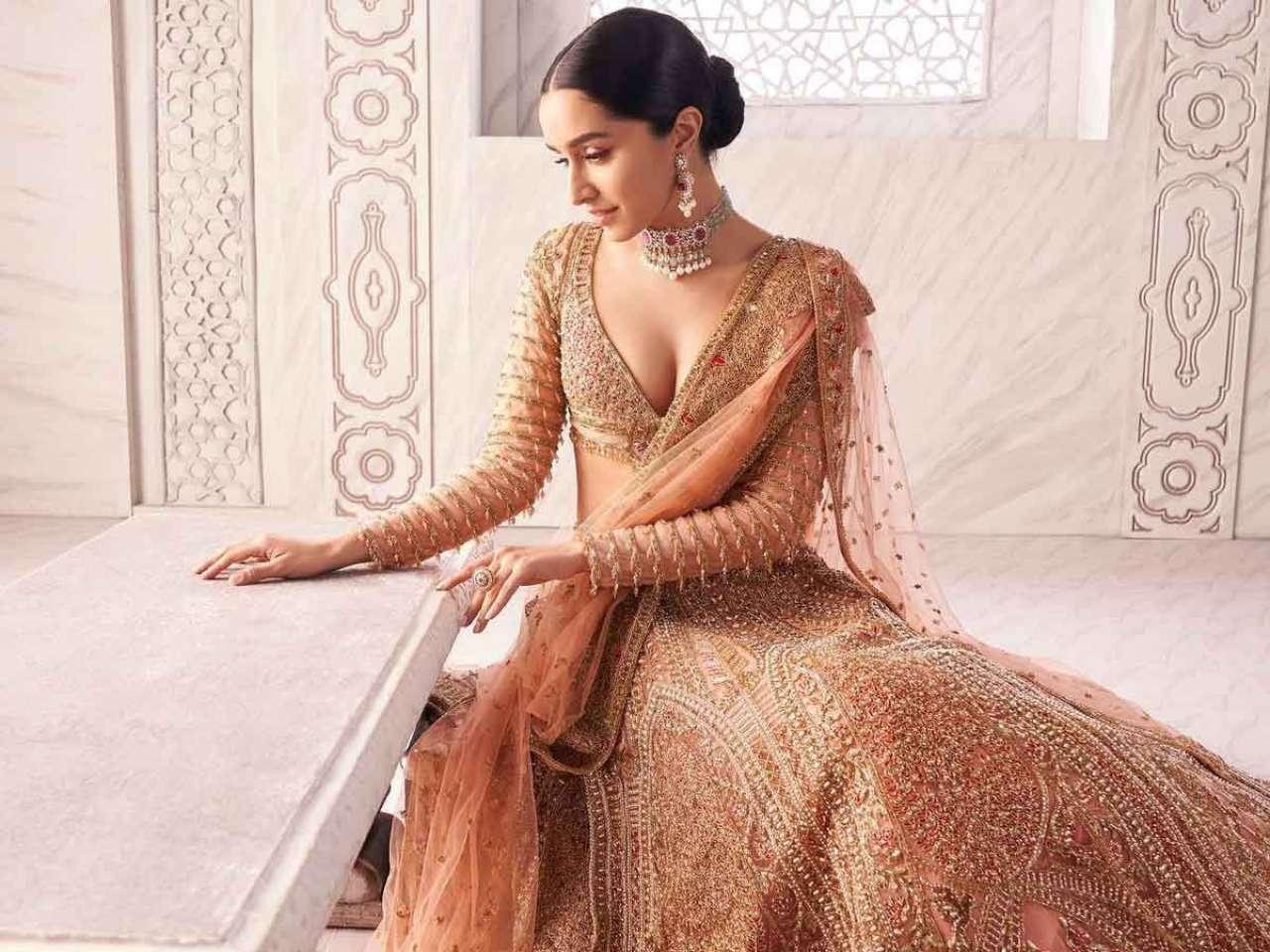 Peach Glitz Lehenga