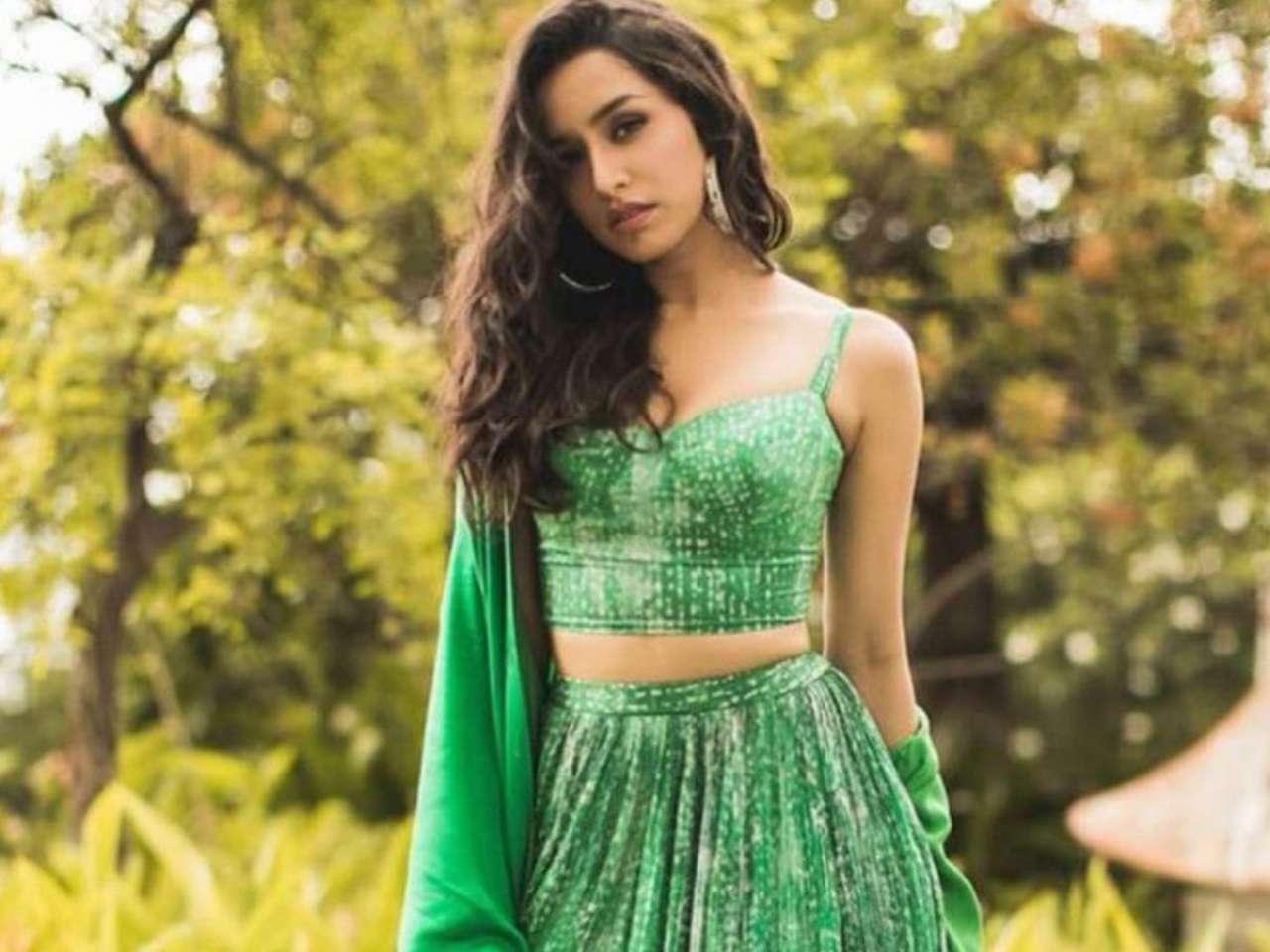 Green printed lehenga